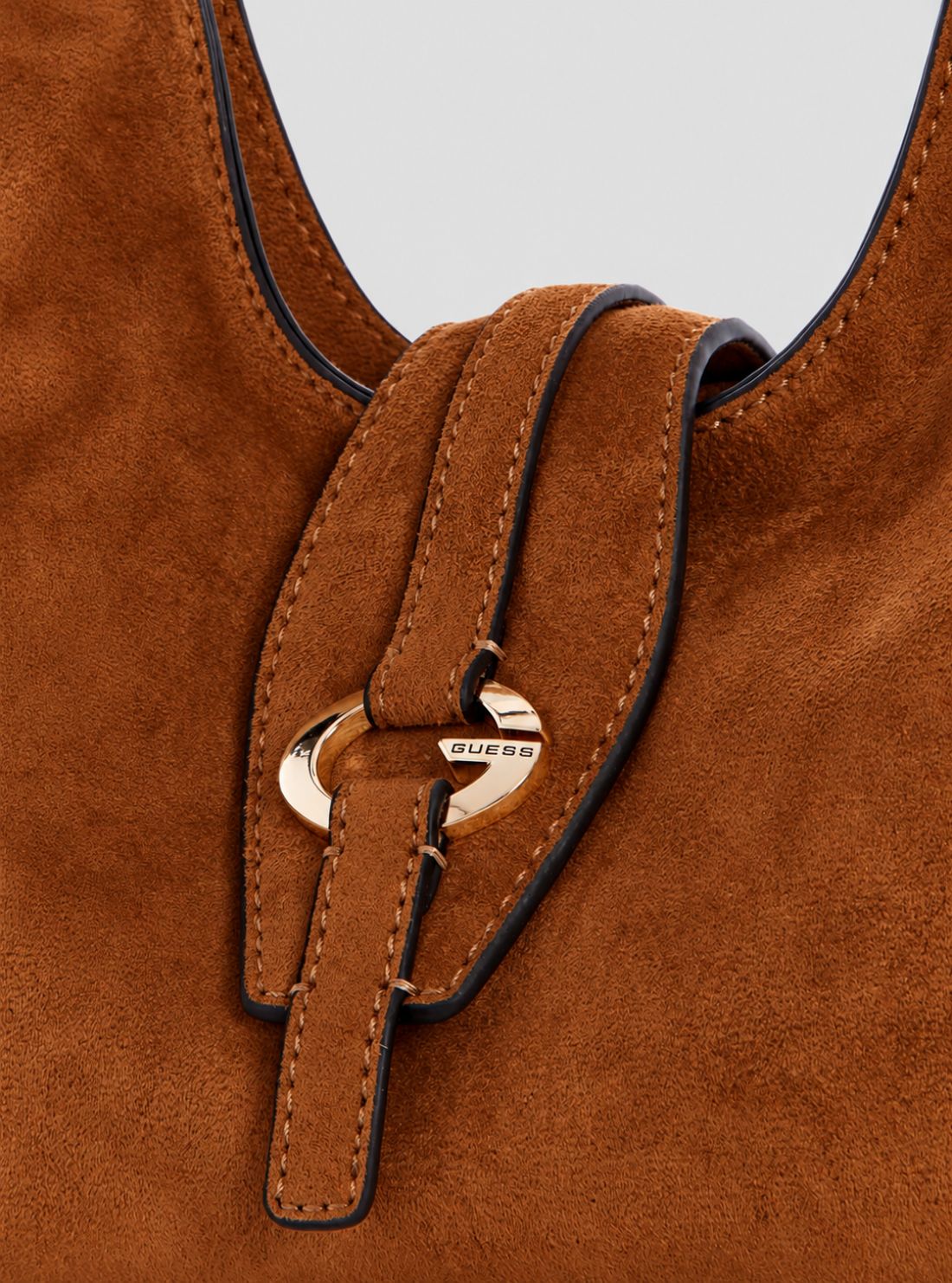 GUESS Womens Tobacco Venice Hobo Faux-Suede Bag SG253402 Detail View