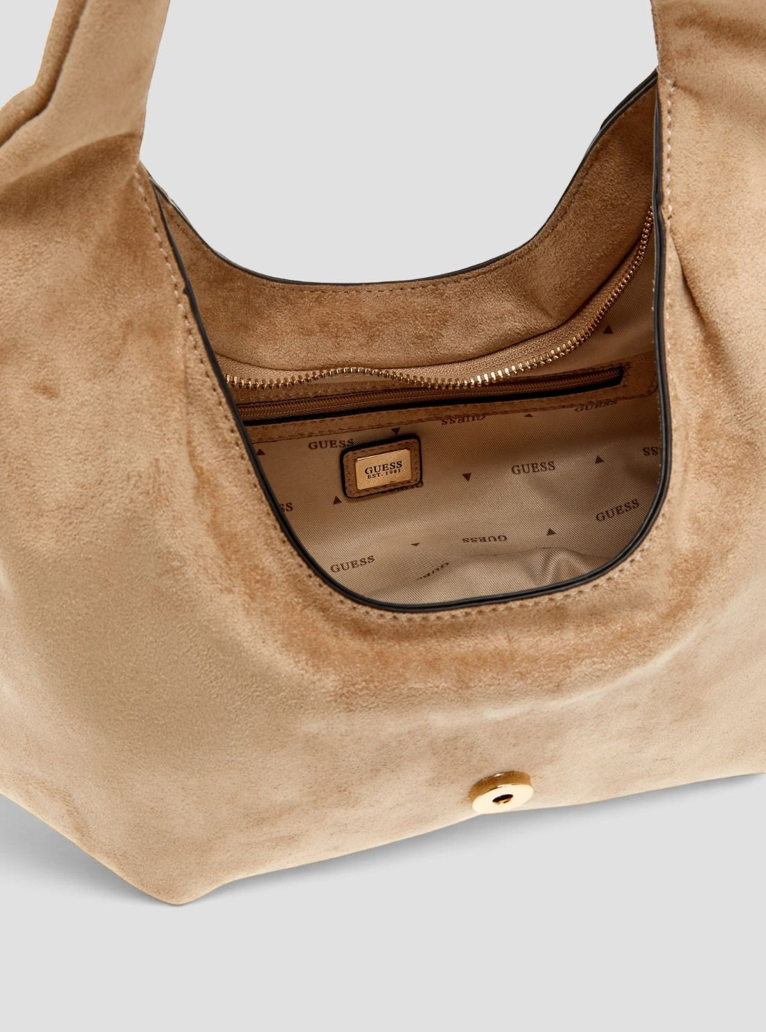 GUESS Womens Bone Venice Hobo Faux-Suede Bag SG253402 Detail View