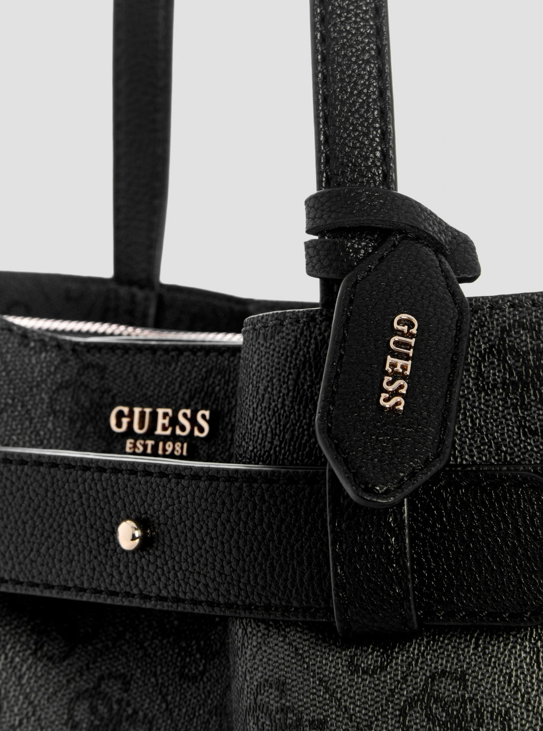 GUESS Womens Black Logo Angie Girlfriend Shoulder Satchel Bag SG262409 Detail View