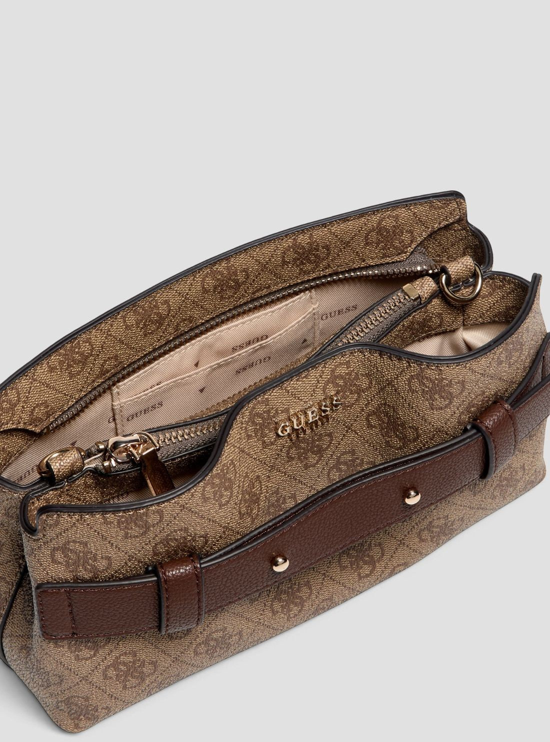 GUESS Womens Brown Logo Angie Crossbody Bag SG262412 Inside View