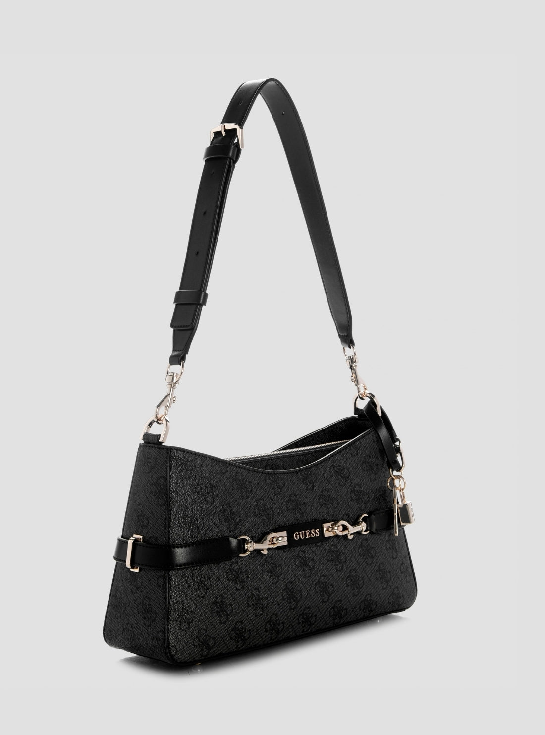 GUESS Womens Black Logo Cynthia Logo Shoulder Bag SG263018 Side View