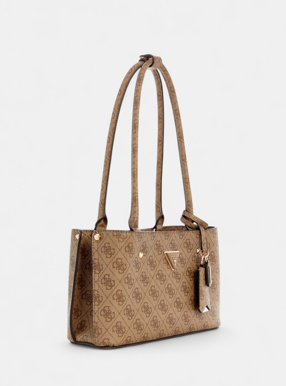 GUESS Womens Brown Logo Meridian Shoulder Satchel Bag SG697409 Front Side View