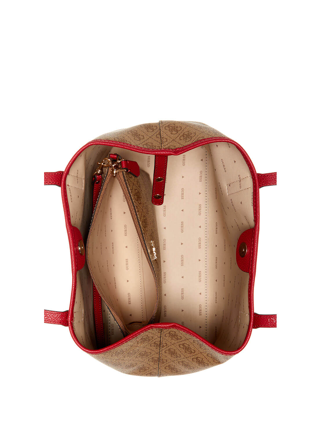 Brown Logo Vikky Tote Bag | GUESS Women's Handbags | inside view