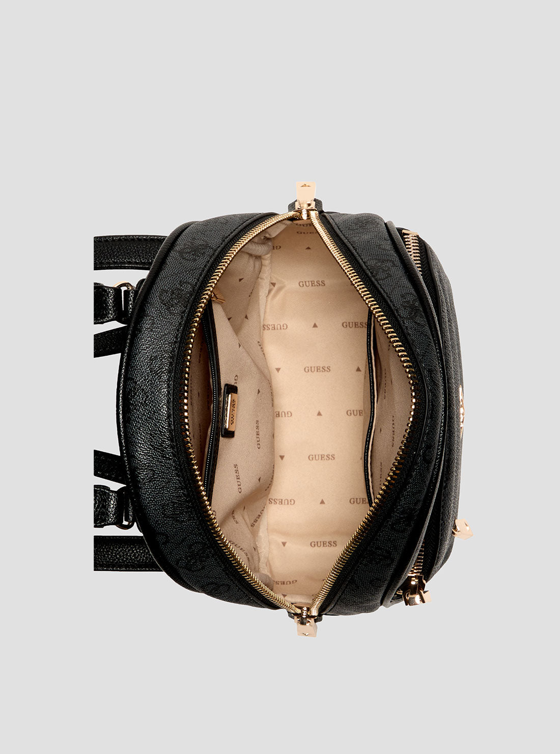 guess manhattan mini backpack Grey Logo while the various compartments ensure organized storage Guess Manhattan Backpack Guess Ladies
