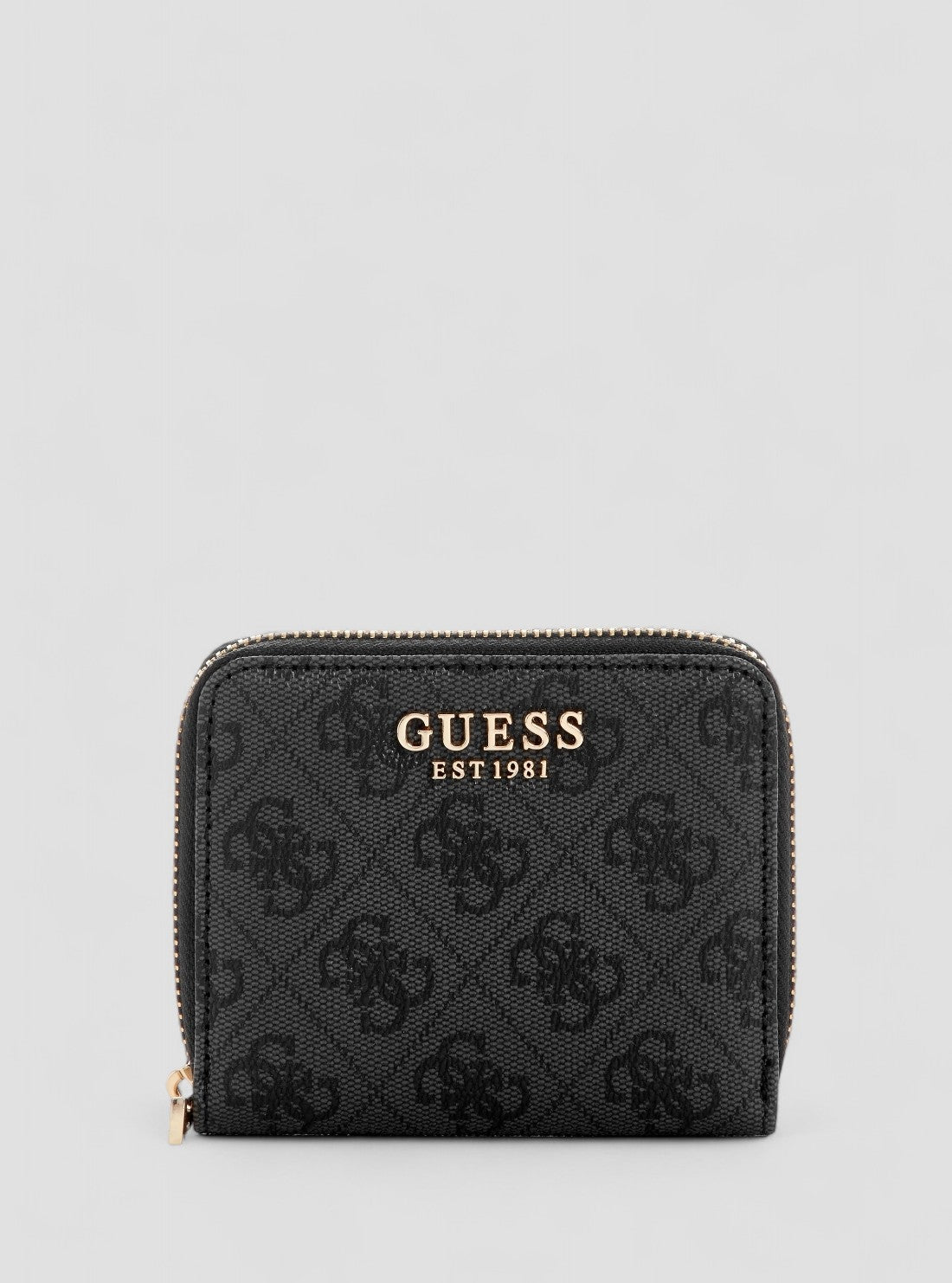 GUESS Womens Black Logo Laurel Small Zip Around Wallet SG7459137 Front View