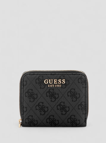 GUESS Womens Black Logo Laurel Small Zip Around Wallet SG7459137 Front View