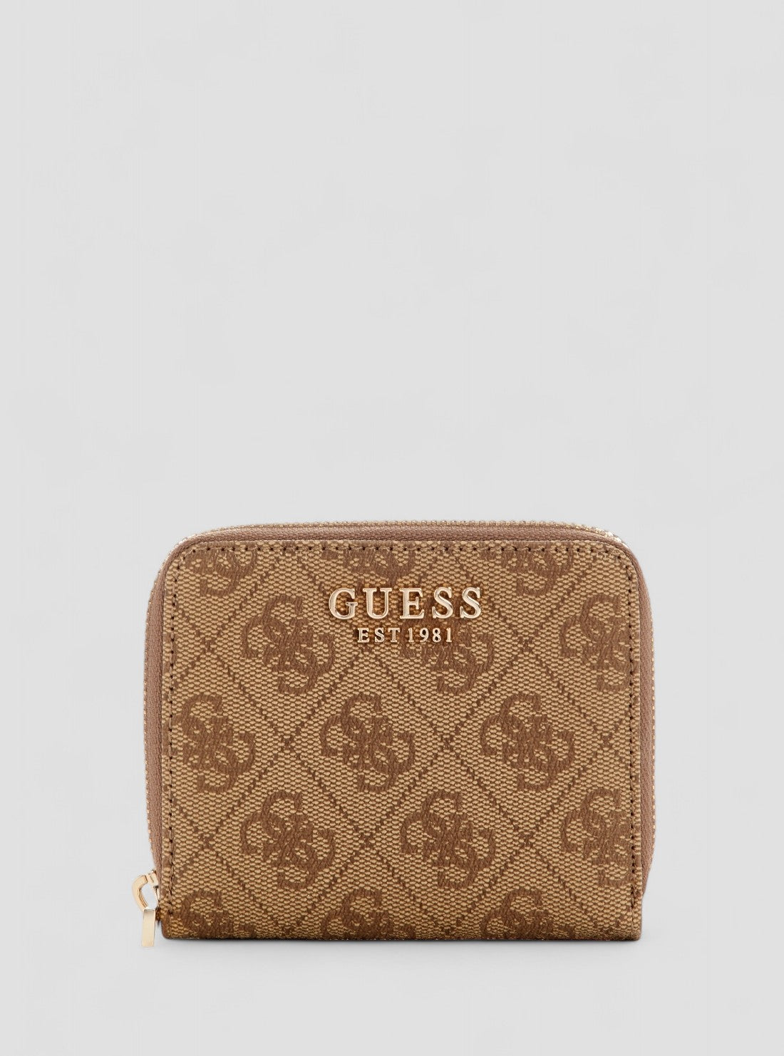 GUESS Womens Brown Logo Laurel Small Zip Around Wallet SG7459137 Front View