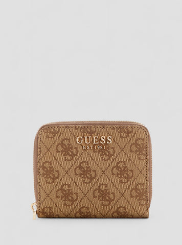 GUESS Womens Brown Logo Laurel Small Zip Around Wallet SG7459137 Front View