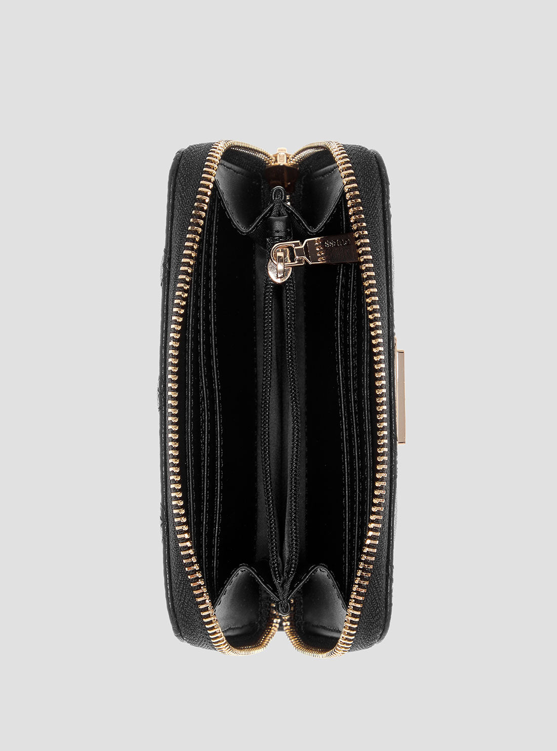 Black Logo Laurel Medium Zip Around Wallet | GUESS
