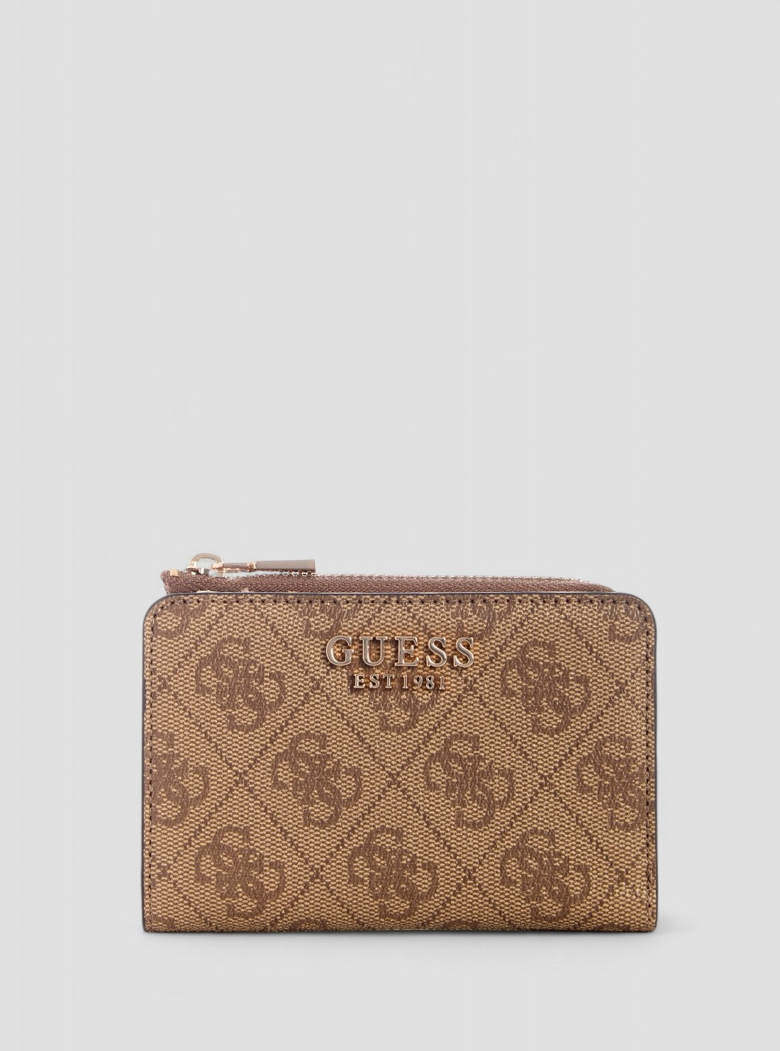 Brown Logo Laurel Zip Around Card Case | GUESS