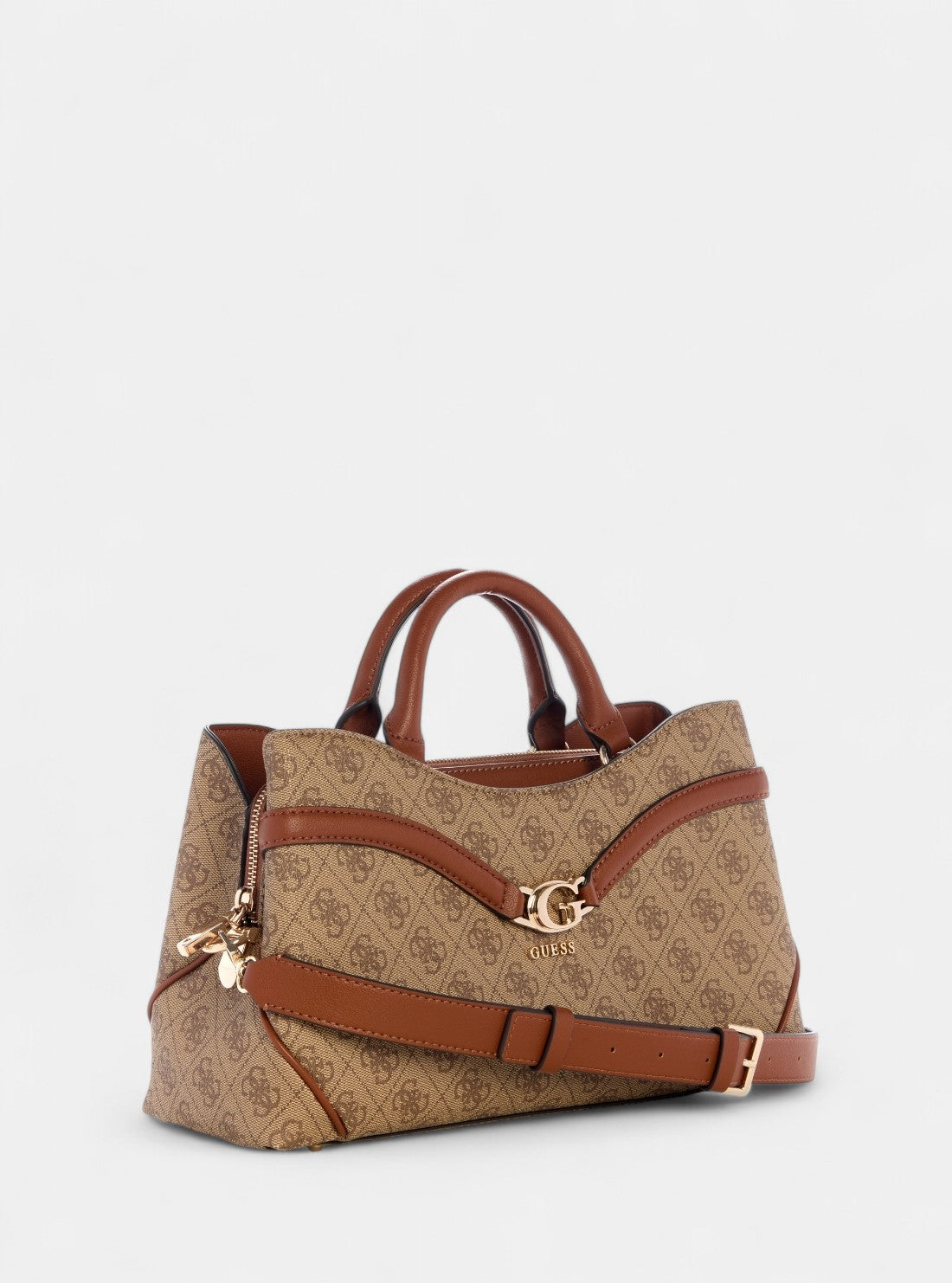 GUESS Womens Brown Logo Dea Girlfriend Satchel Bag SG799306 Front Side View