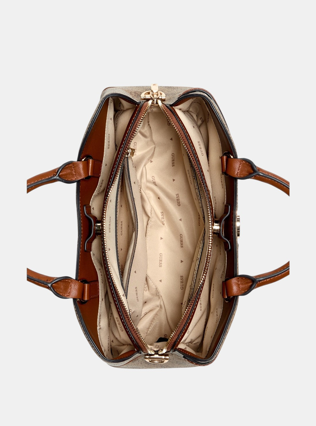 GUESS Womens Brown Logo Dea Girlfriend Satchel Bag SG799306 Inside View