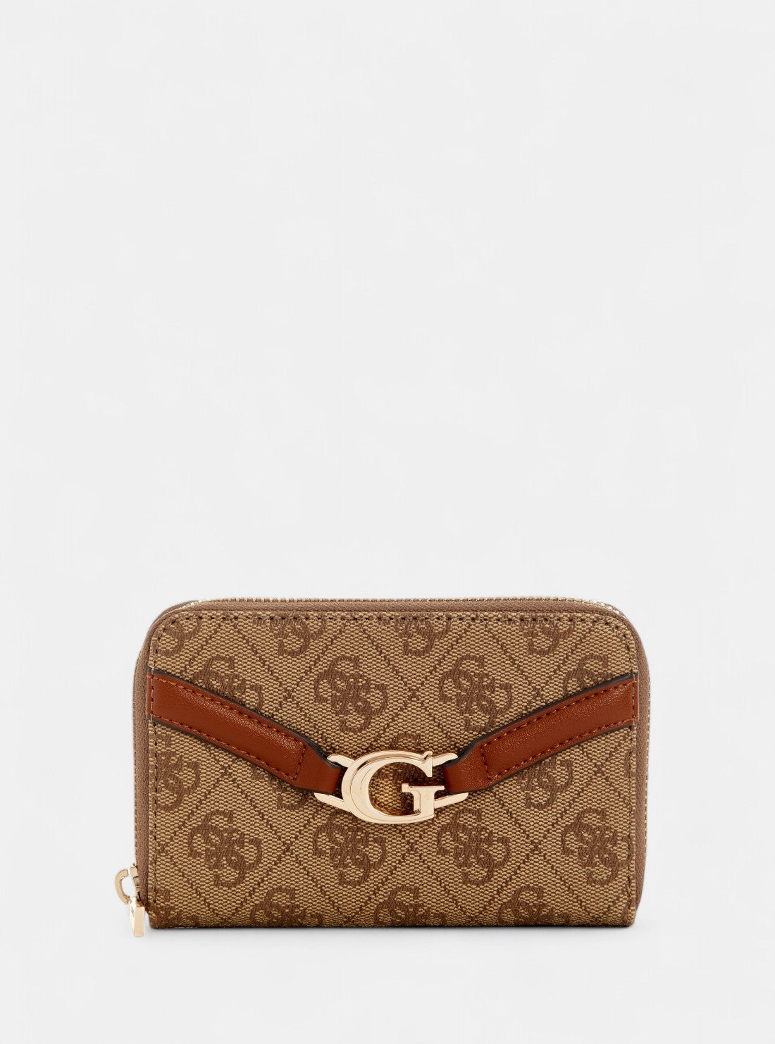 GUESS Womens Brown Logo Dea Medium Zip Around Wallet SG7993140 Front View