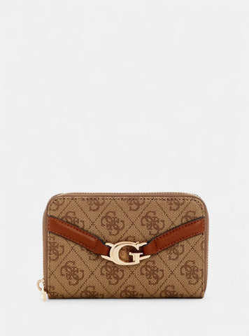 GUESS Womens Brown Logo Dea Medium Zip Around Wallet SG7993140 Front View