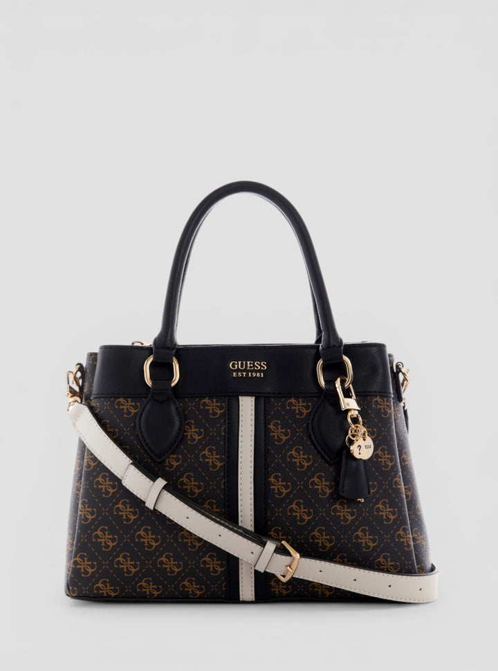 GUESS Womens Brown Multi Kasinta III Compartment Satchel Bag SG840506 Front View