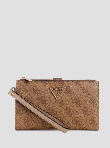 GUESS Womens Brown Logo Laurel Double Zip Organiser Wallet SG8500157 Front View