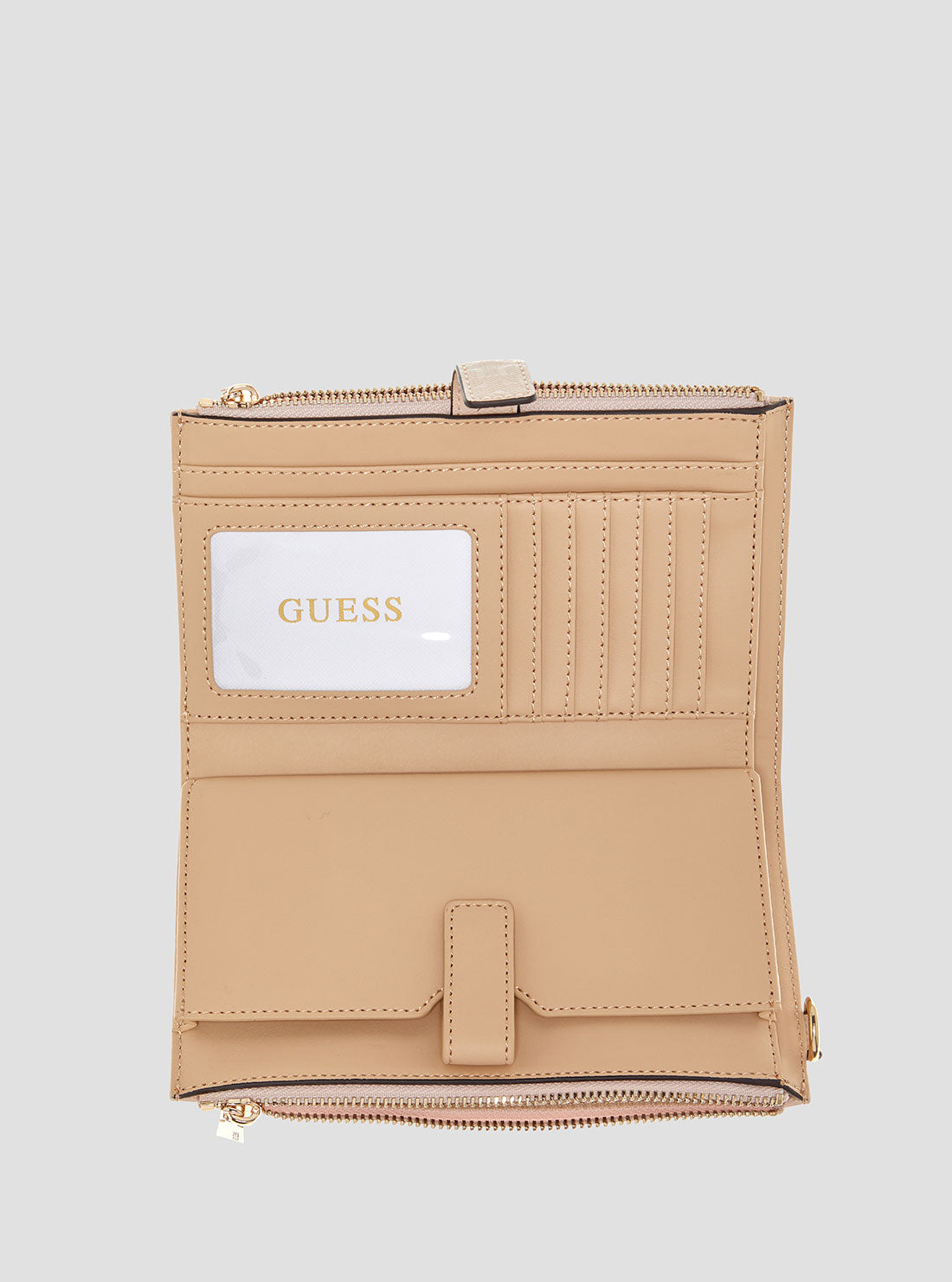 GUESS Womens Brown Logo Laurel Double Zip Organiser Wallet SG8500157 Inside View