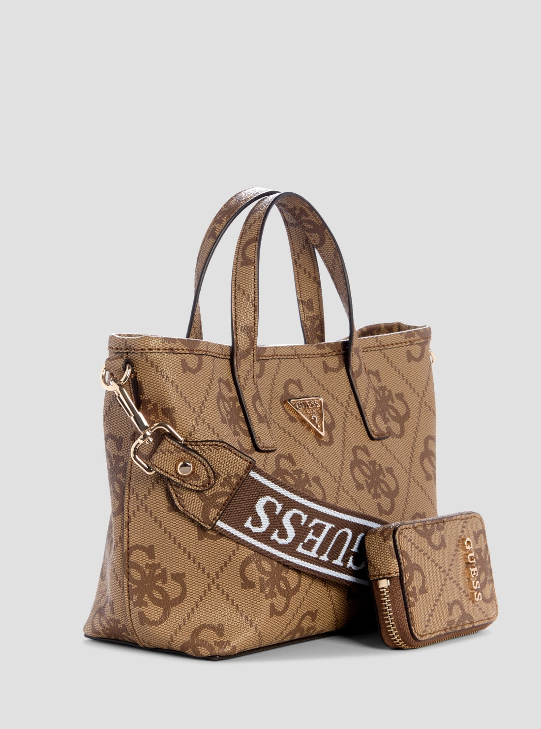 GUESS Womens Brown Logo Latona II Mini Tote Bag SG869175 Side View