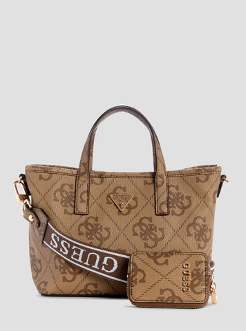 GUESS Womens Brown Logo Latona II Mini Tote Bag SG869175 Front View
