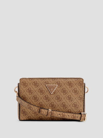 Brown Logo Meridian Crossbody Top Zip