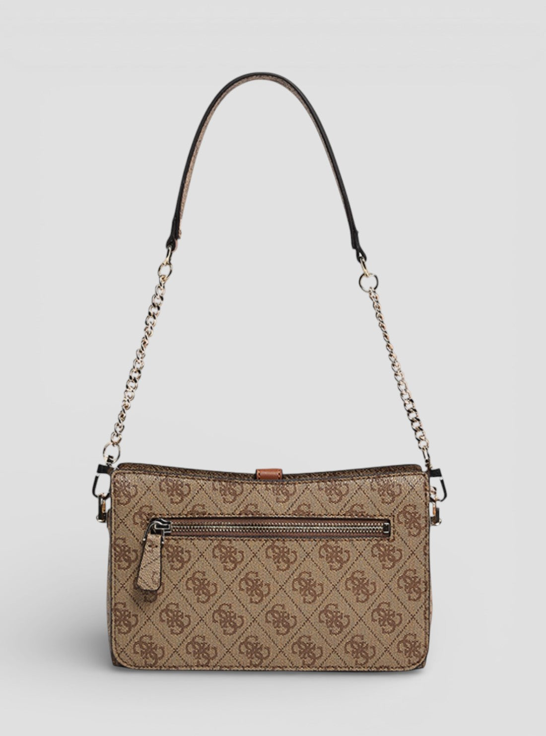 Brown Logo Zamira Top Zip Shoulder Bag | GUESS