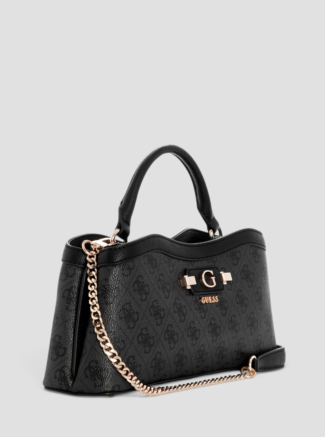 GUESS Womens Black Logo Lindsey Compartment Satchel Bag SG974905 Side View