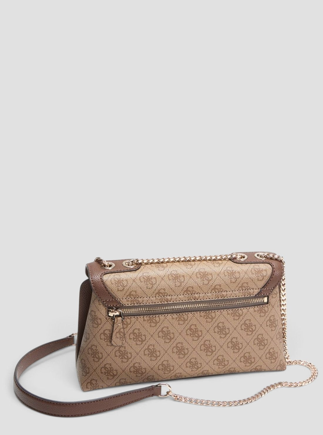GUESS Womens Brown Logo Lindsey Convertible Crossbody Flap Bag SG974921 Back View