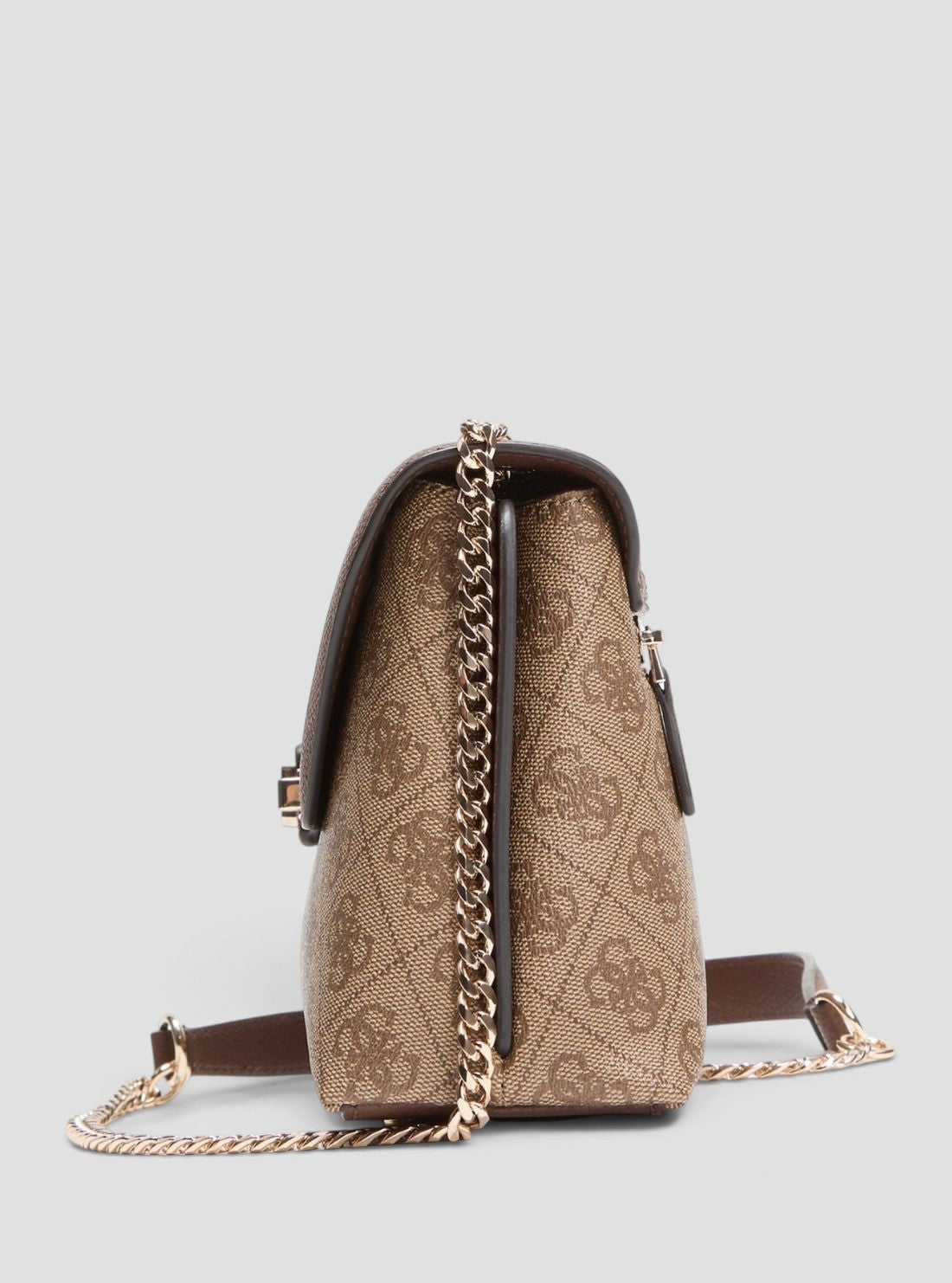 GUESS Womens Brown Logo Lindsey Convertible Crossbody Flap Bag SG974921 Side View
