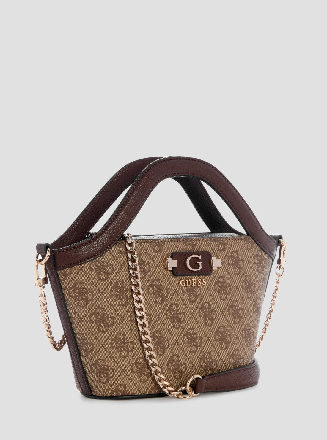GUESS Womens Brown Logo Lindsey Mini Tote Bag SG974975 Side View