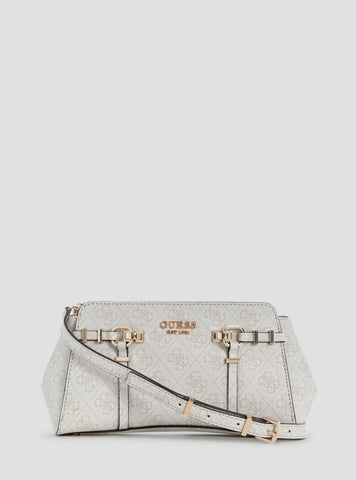 GUESS Womens White Logo Leona Girlfriend Crossbody Bag SG991712 Front View
