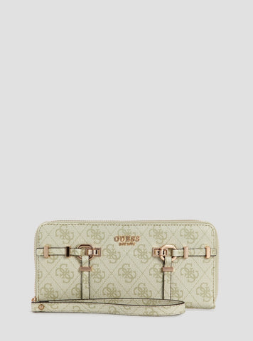 GUESS Womens Green Logo Leona Large Zip-Around Wallet SG9917146 Front View