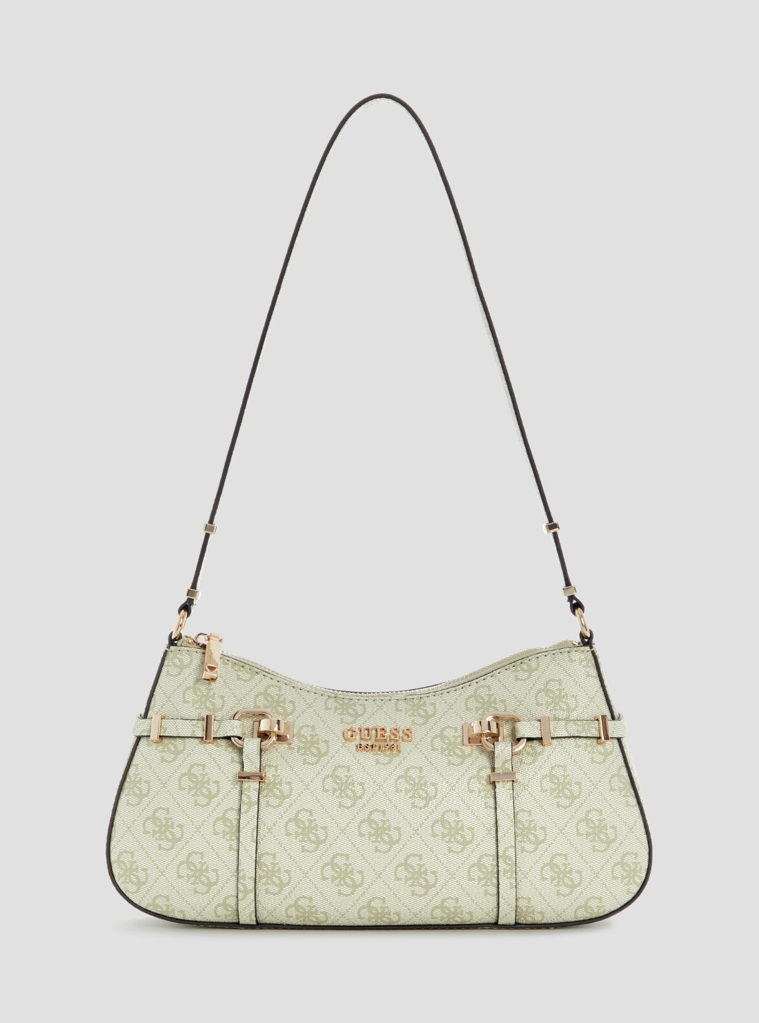 GUESS Womens Green Logo Leona Shoulder Bag SG991718 Front View