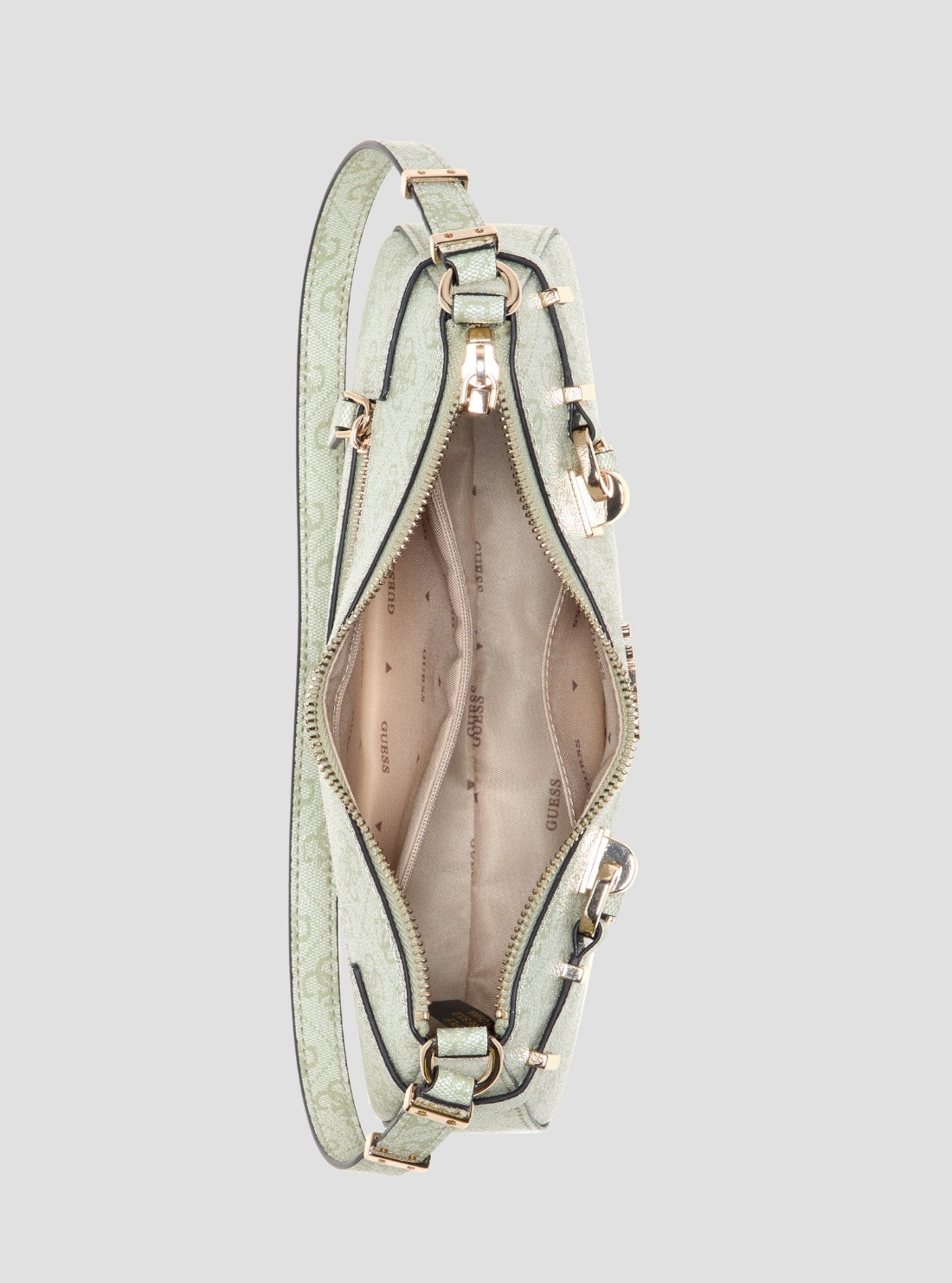 GUESS Womens Green Logo Leona Shoulder Bag SG991718 Inside View