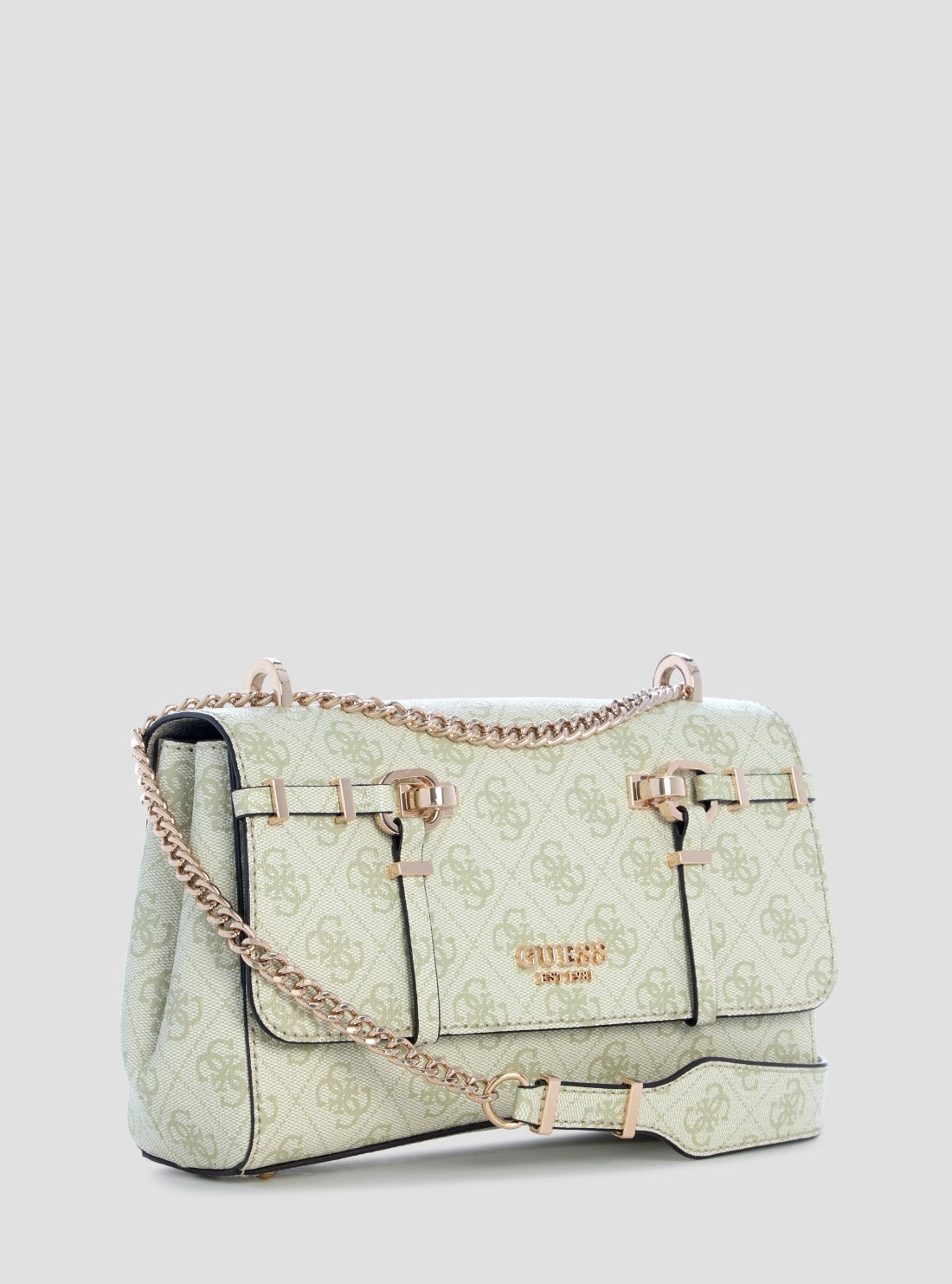 GUESS Womens Green Logo Leona Convertible Crossbody Flap Bag SG991721 Side View