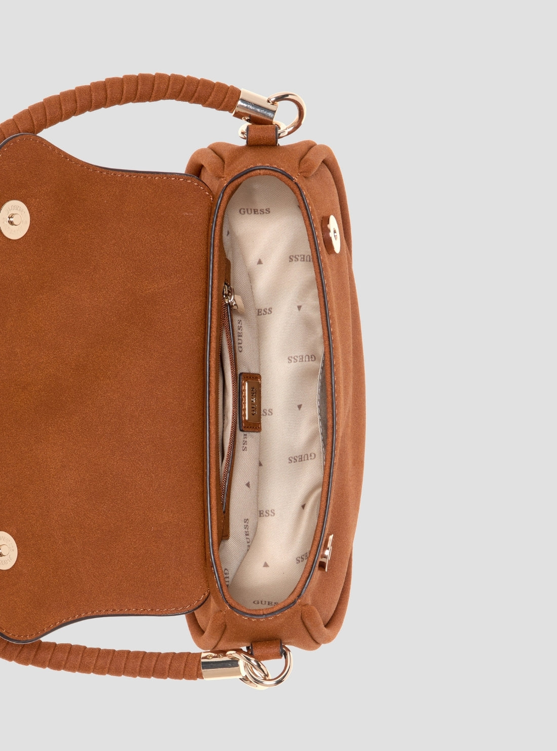 GUESS Womens Brown Danya Flap Shoulder Bag SG991819 Inside View