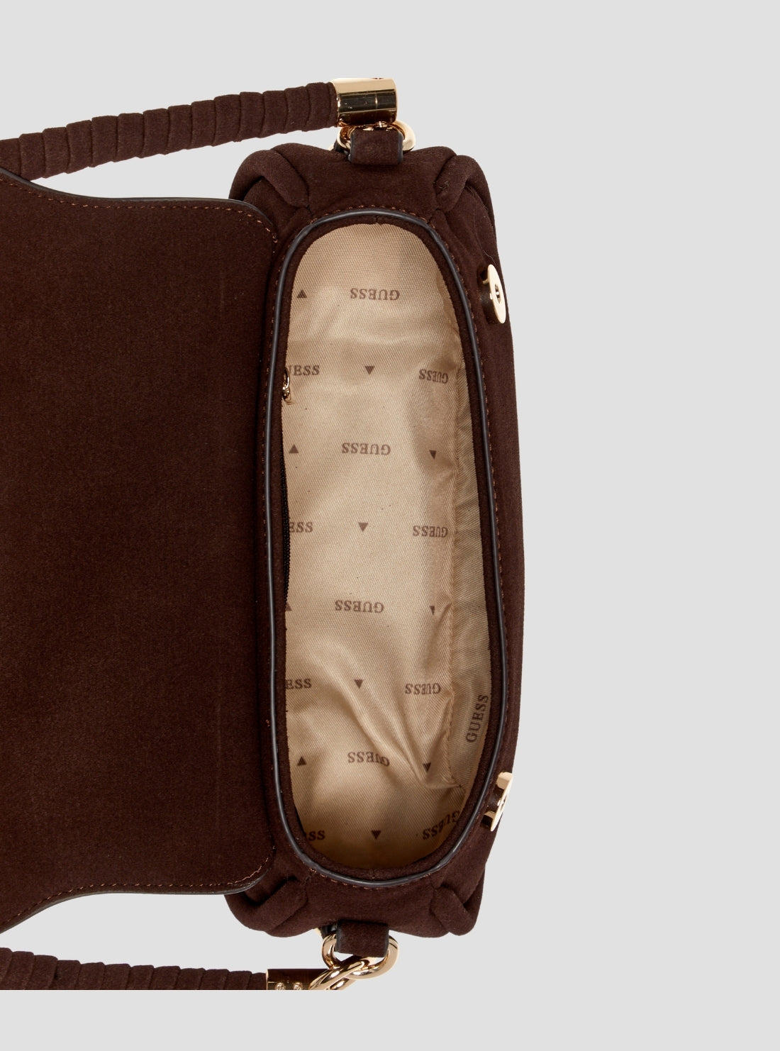 GUESS Womens Brown Danya Flap Shoulder Bag SG991819 Inside View