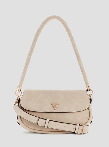 GUESS Womens Beige Danya Flap Shoulder Bag SG991819 Front View