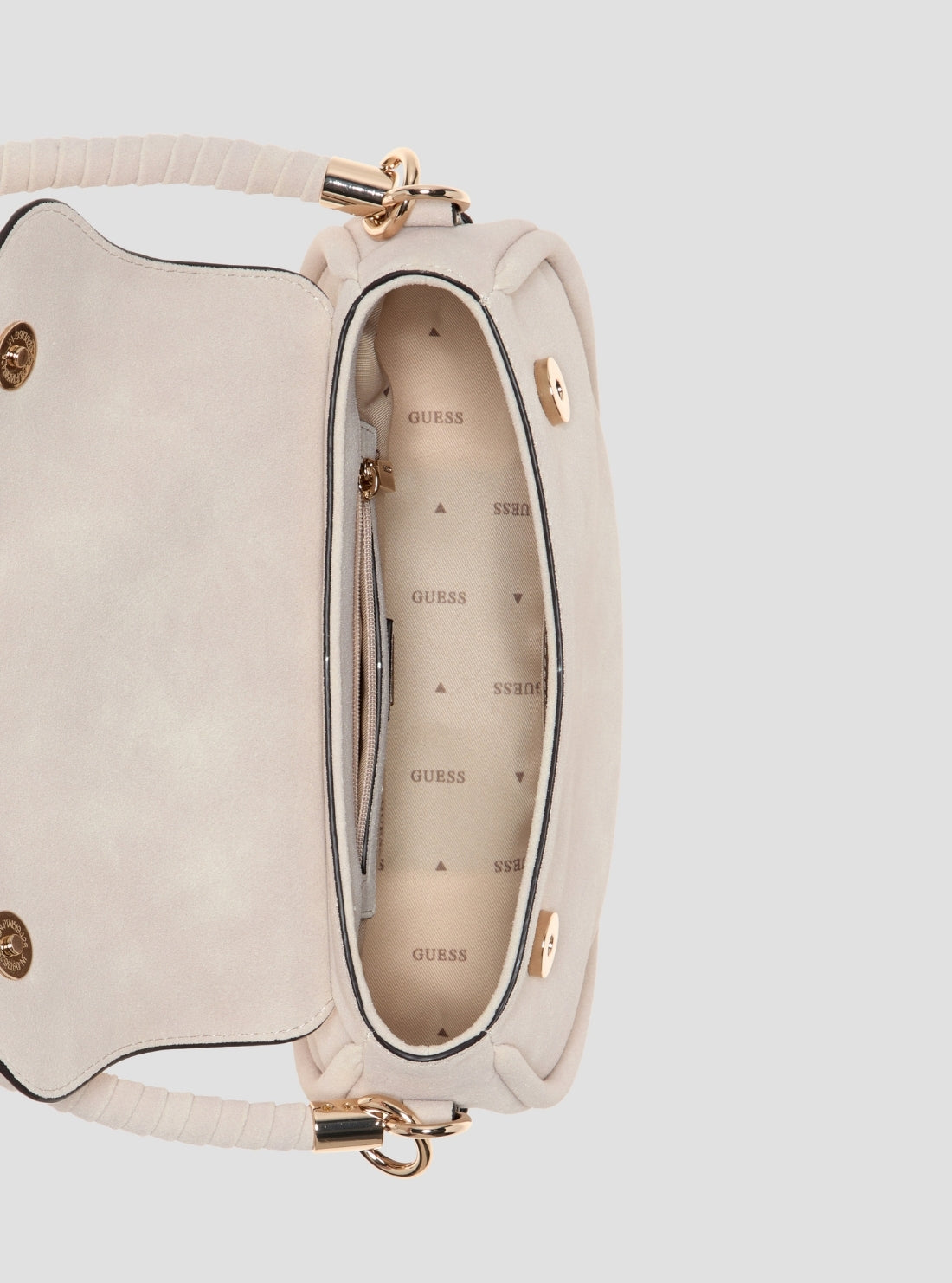 GUESS Womens Beige Danya Flap Shoulder Bag SG991819 Inside View
