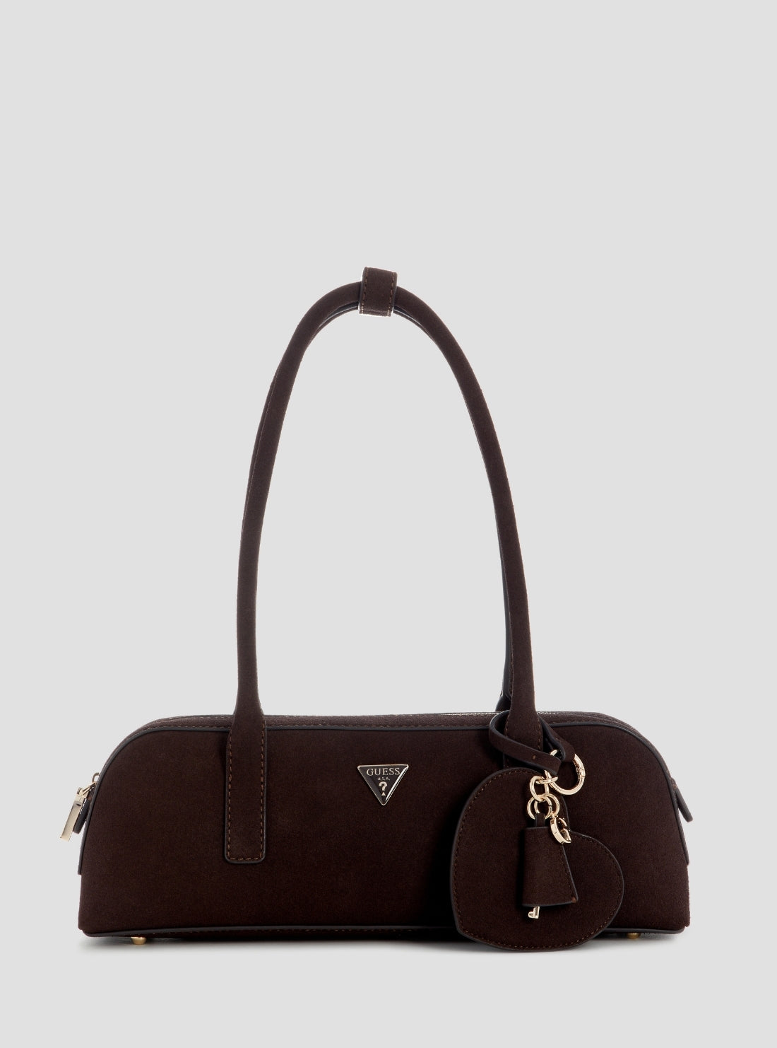 GUESS Womens Espresso Isobel Small Shoulder Satchel Bag SG993208 Front View