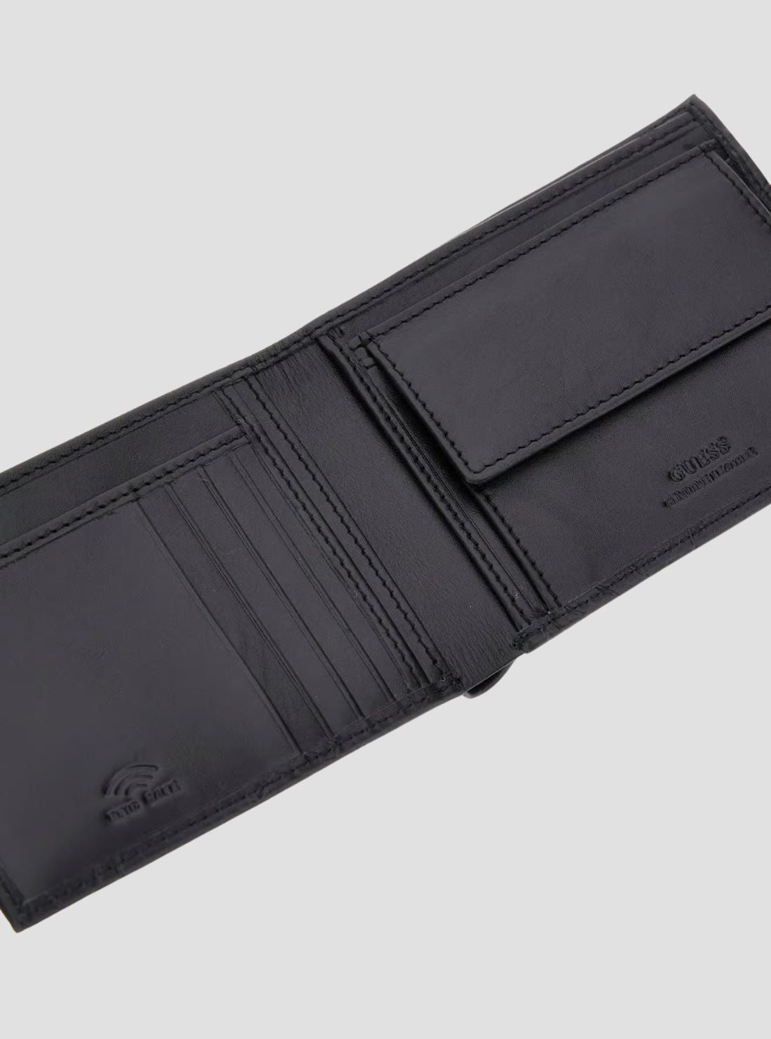 GUESS Mens Black Boston Medium Bifold Wallet SMBOMALEA20 Detail View
