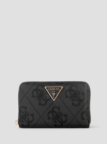 GUESS Womens Black Logo Laurel Medium Zip Around Wallet SO7459140 Front View