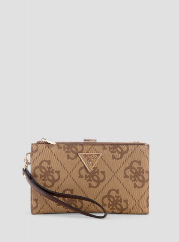 GUESS Womens Brown Logo Laurel Double Zip Organiser SO7459157 Front View