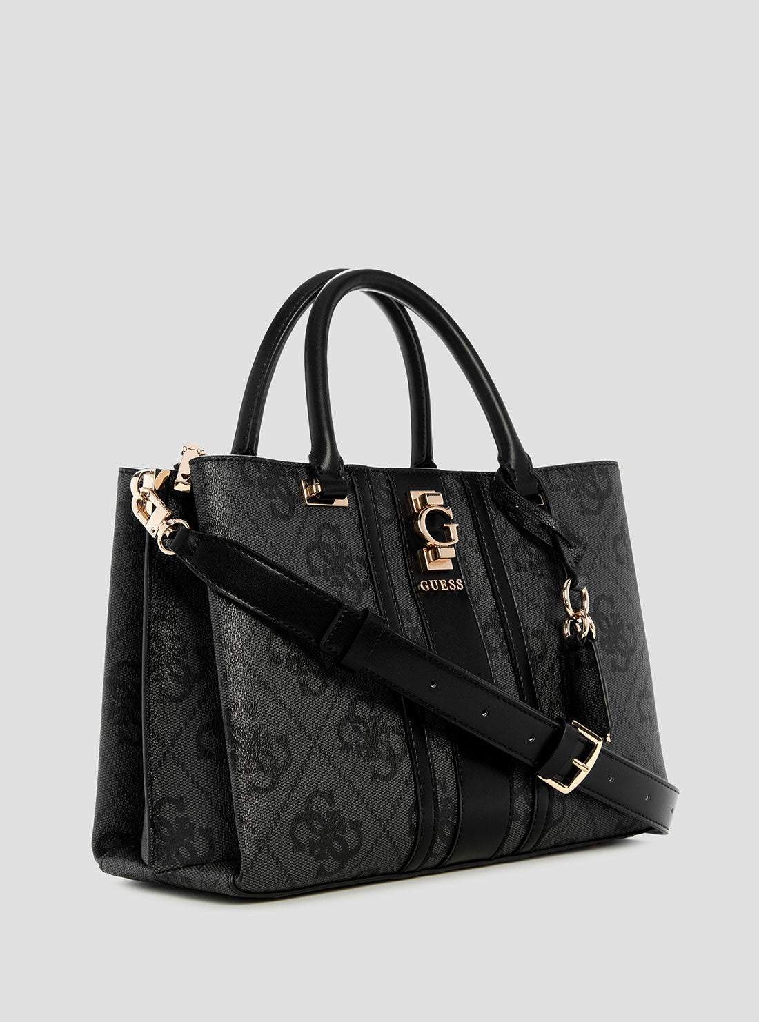 GUESS Womens Black Logo Erenia Girlfriend Satchel SO783806 Front Side View