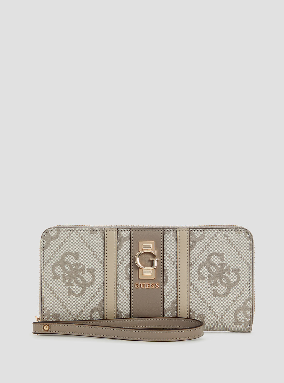 GUESS Womens Taupe Logo Erenia Large Zip Around Wallet SO7838146 Front View