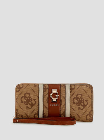 GUESS Womens Brown Logo Erenia Large Zip Around Wallet SO7838146 Front View
