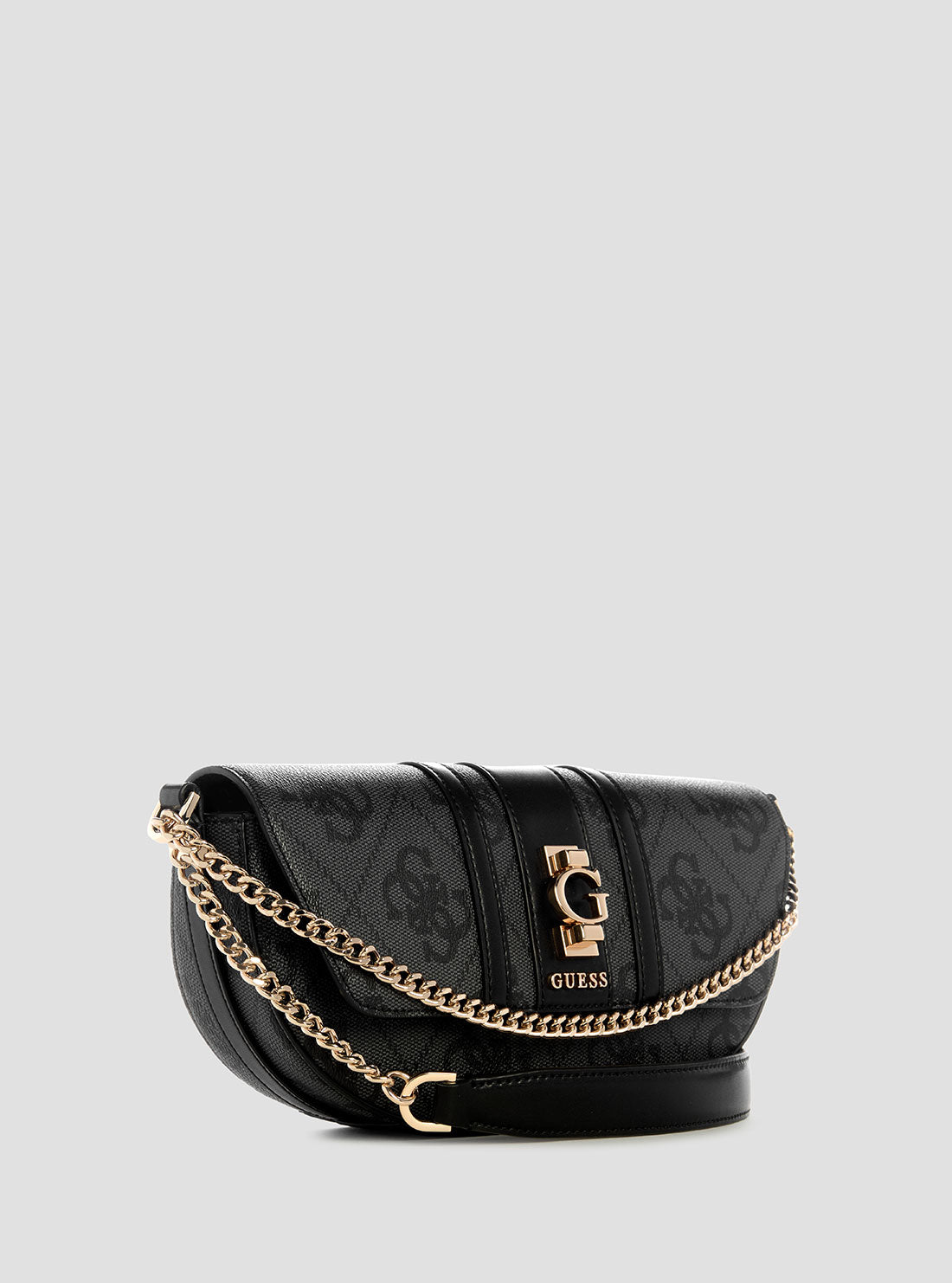 GUESS Womens Black Logo Erenia Convertible Crossbody Flap SO783821 Front Side View