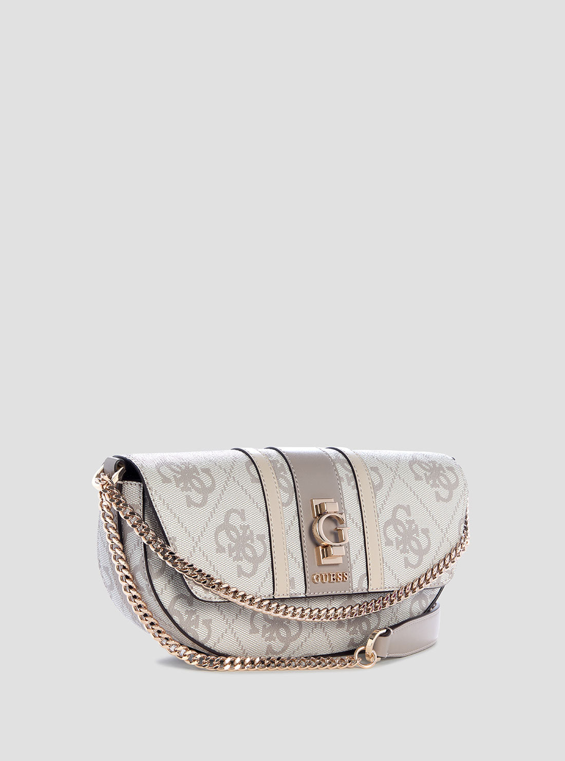 GUESS Womens Taupe Logo Erenia Convertible Crossbody Flap SO783821 Front Side View