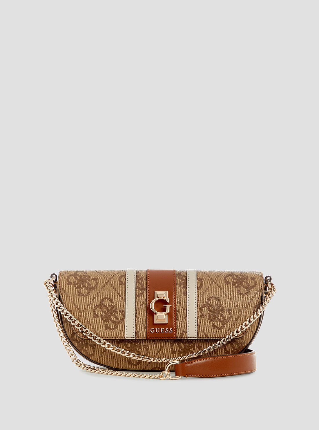 GUESS Womens Brown Logo Erenia Convertible Crossbody Flap SO783821 Front View