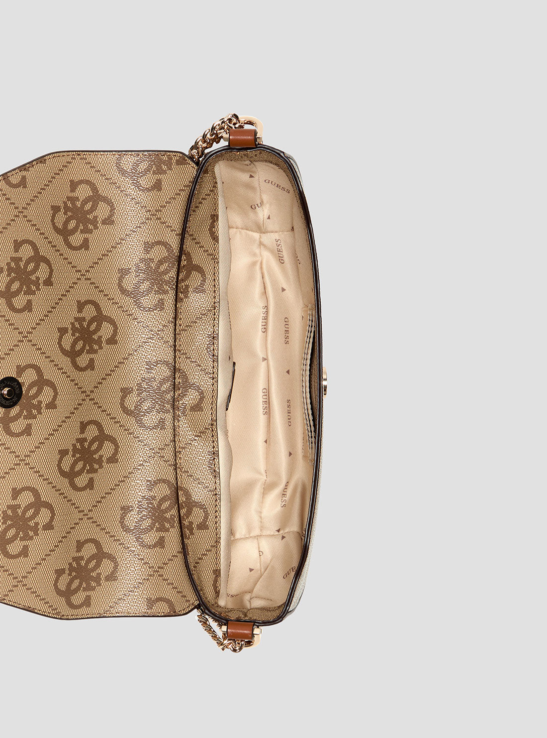 GUESS Womens Brown Logo Erenia Convertible Crossbody Flap SO783821 Inside View