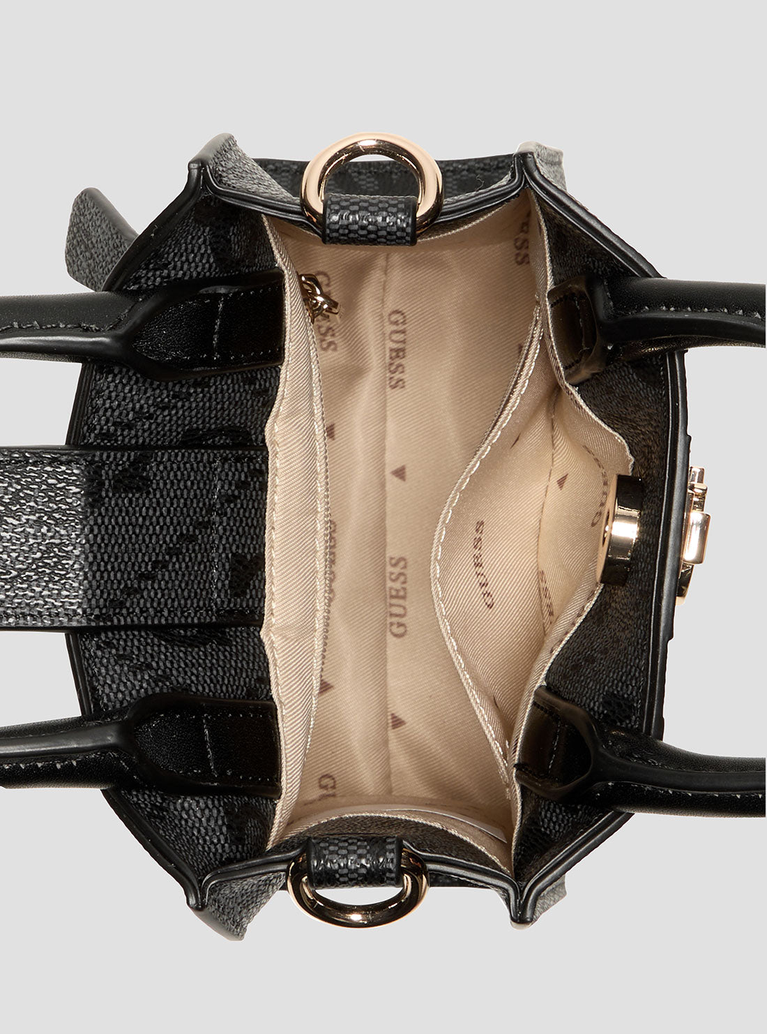 GUESS Womens Black Logo Erenia Mini Tote Bag SO783875 Inside View